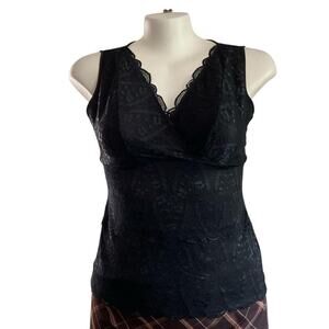 Daisy Fuentes Black Lace and Polyester Tank Top: Y2K, Modern